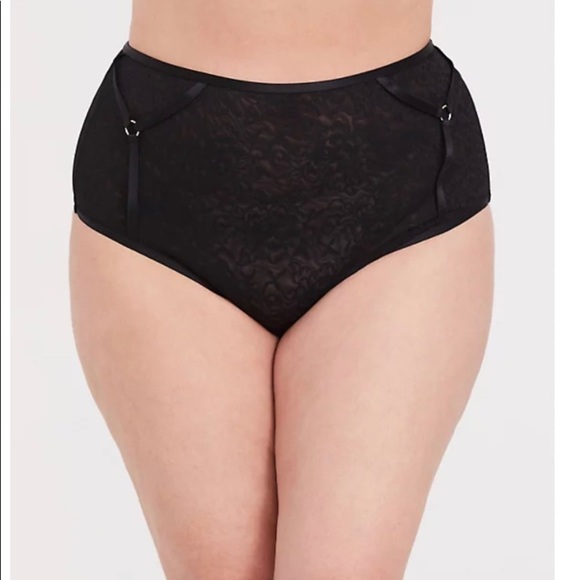 NWT TORRID BLACK LACE HARNESS HIGH WAIST PANTY - Picture 2 of 4